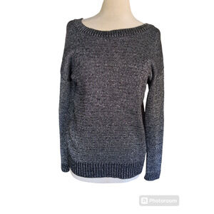 Small Mayberry black silver metallic women's blouse #15